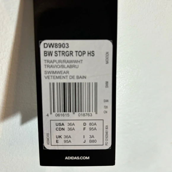 ADIDAS SZ 36A Padded Cross Straps High Support Swim Sports Bra NEW WITH TAGS - Picture 7 of 10